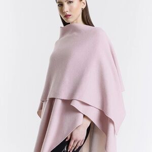 Tina Stephens Kiersten Merino/Cashmere Reversible Wrap - NWT MSRP $398 RoseCream